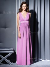 Floor-length Lilac Sleeveless Chiffon Draped/Ruffles Bridesmaid Dress