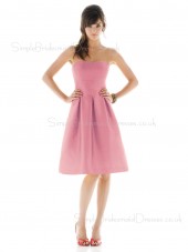 Zipper Knee-length Pink Draped Natural Bridesmaid Dress