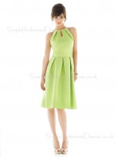 Taffeta Zipper High-Neck Green Draped/Ruffles Bridesmaid Dress