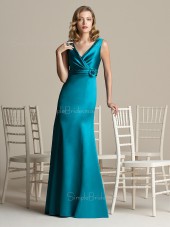 Mermaid Floor-length Elastic-Satin Blue Zipper Bridesmaid Dress