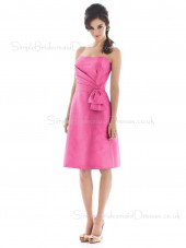 Pink Zipper Taffeta Strapless Knee-length Bridesmaid Dress