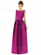 Floor-length Natural Straps A-line Taffeta Bridesmaid Dress
