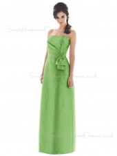 Bow/Ruffles Green Floor-length Strapless Satin Bridesmaid Dress