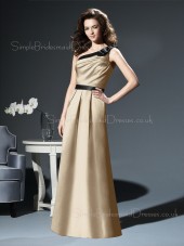 Zipper Floor-length Sleeveless A-line Natural Bridesmaid Dress