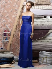 Empire Royal-Blue Draped/Ruffles Zipper Chiffon Bridesmaid Dress