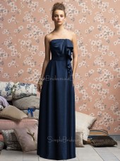 A-line Strapless Zipper Sleeveless Dark-Navy Bridesmaid Dress