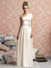 Charmeuse Natural Floor-length Zipper White One-Shoulder Bridesmaid Dress