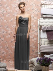 A-line Strapless Draped/Flowers/Ruffles Sleeveless Zipper Bridesmaid Dress