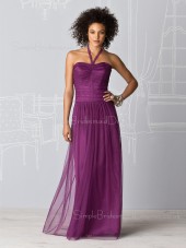 Dropped Chiffon Draped/Ruffles Halter Zipper Bridesmaid Dress