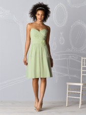 Draped/Flowers/Ruffles Knee-length Natural Chiffon A-line Bridesmaid Dress