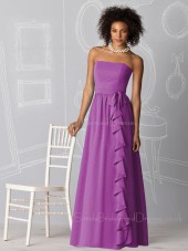 Natural Strapless Lilac Sleeveless Zipper Bridesmaid Dress