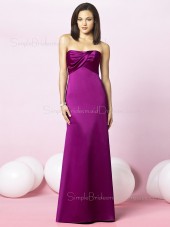 Satin Ruffles Floor-length Sleeveless Strapless Bridesmaid Dress