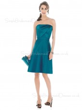 A-line Ruffles Strapless Satin Knee-length Bridesmaid Dress