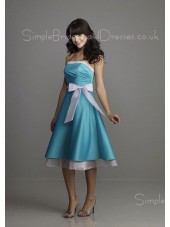 Bow/Draped/Ruffles/Sash Strapless Sleeveless Empire Zipper Bridesmaid Dress