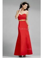 Sweetheart Sash Satin Backless Red Bridesmaid Dress
