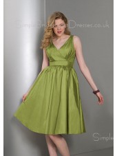 Sleeveless Zipper Draped/Ruffles A-line Knee-length Bridesmaid Dress