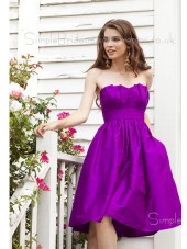 Knee-length Strapless Sleeveless Backless Bridesmaid Dress