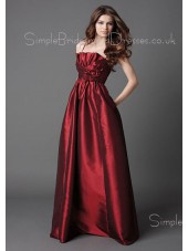 A-line Draped/Flowers/Ruffles Empire Zipper Satin Bridesmaid Dress