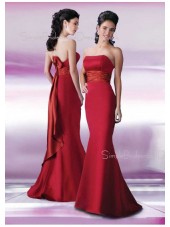 Ruffles/Sash Empire Strapless Floor-length Satin Bridesmaid Dress