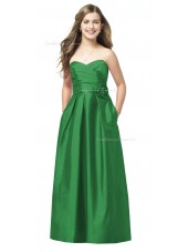 Green A-line Sweetheart Strapless Satin Junior Bridesmaid Dresses