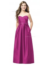 Sweetheart Floor-length A-line Strapless Satin Junior Bridesmaid Dresses