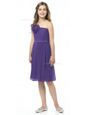 Spaghetti Chiffon A-line Straps Grape Junior Bridesmaid Dresses