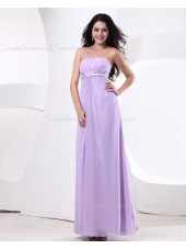 Zipper Ruffles/Beading Strapless Lilac Natural A-line Chiffon Floor-length Sleeveless Bridesmaid Dress