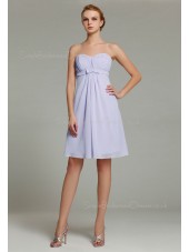 Zipper Lavender A-line Sleeveless Ruffles/Sash Empire Knee-length Chiffon Sweetheart Bridesmaid Dress