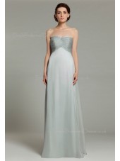 Sweetheart Sleeveless Empire Ruffles Silver Chiffon Zipper Floor-length A-line Bridesmaid Dress