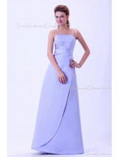 Zipper A-line Lavender Natural Ruffles Sleeveless Spaghetti-Straps Floor-length Satin Bridesmaid Dress