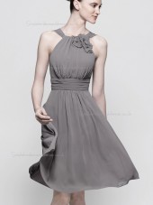 Discount beautiful Silver / Grey  Knee length / Short Lenght Bridesmaid Dress SBMD-E-1002