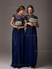 Luxury Stylish Lace Navy Floor Length Bridesmaid dresses