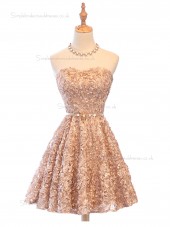 A-Line Sweetheart Short Bridesmaid Dress 2018 Sexy Backless Lace-Up Knee-Length Party Dresses Prom Dresses Real Photos
