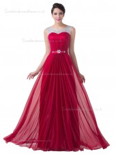 UK Elegant Red Chiffon Floor Length Long Bridesmaid dress