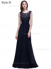 Cheap Amazing Navy Lace Floor-length Chiffon Bridesmaid Dress