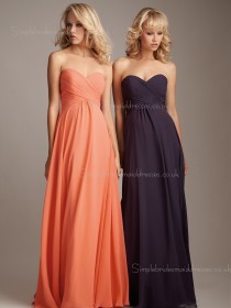 Chiffon Ruffles Sleeveless Empire A-line Sweetheart Floor-length Zipper Bridesmaid Dress