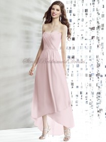 Zipper Strapless/Sweetheart A-line Tea-length Pink Draped Chiffon blush Natural Sleeveless Bridesmaid Dress