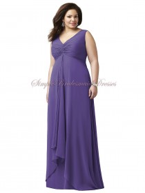 regalia Straps/V-neck Floor-length Chiffon Empire Zipper Sleeveless Draped A-line Purple Bridesmaid Dress