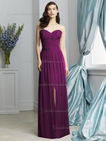 Wild Berry / Purple A-line Floor-length Sweetheart Sleeveless Draped Natural Chiffon Bridesmaid Dress