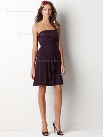 Grape Bateau Empire Short-length A-line Chiffon Bridesmaid Dress