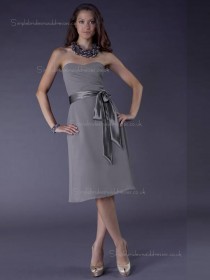 Gray Natural Knee-length Sweetheart A-line Chiffon Bridesmaid Dress
