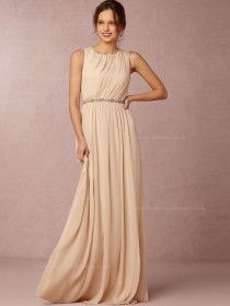 Imaginative Chiffon Champagne Sleeveless Floor-length Bridesmaid Dresses