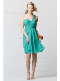 Vintage Romantica Draped Jade Short-length Chiffon Bridesmaid Dresses