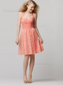 Budget Pink Ruffles Lace Short-length Bridesmaid Dresses