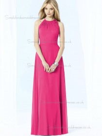 UK Best Floor-length Chiffon Hot Pink Bridesmaid Dresses