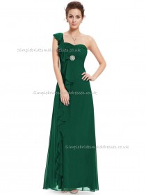 Cheap Amazing Dark Green A-line Chiffon Ruffles Floor-length Sweetheart Bridesmaid Dress