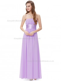Cheap Lilac A-line Chiffon Sash Floor-length Bateau Bridesmaid Dress