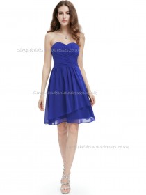 Designer Stunning Royal Blue A-line Chiffon Knee-length Sweetheart Bridesmaid Dress