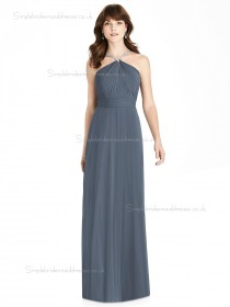 UK Best silverstone Chiffon A-line Beading floor-length Bridesmaid Dress