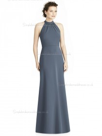 Elegant Girls Gray A-line Satin floor-length Bow Bridesmaid Dress